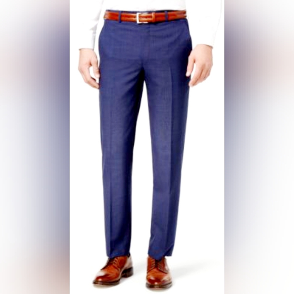 Ralph Lauren Men's Classic Business/Office Plaid Dark Blue Trausers Pants New S